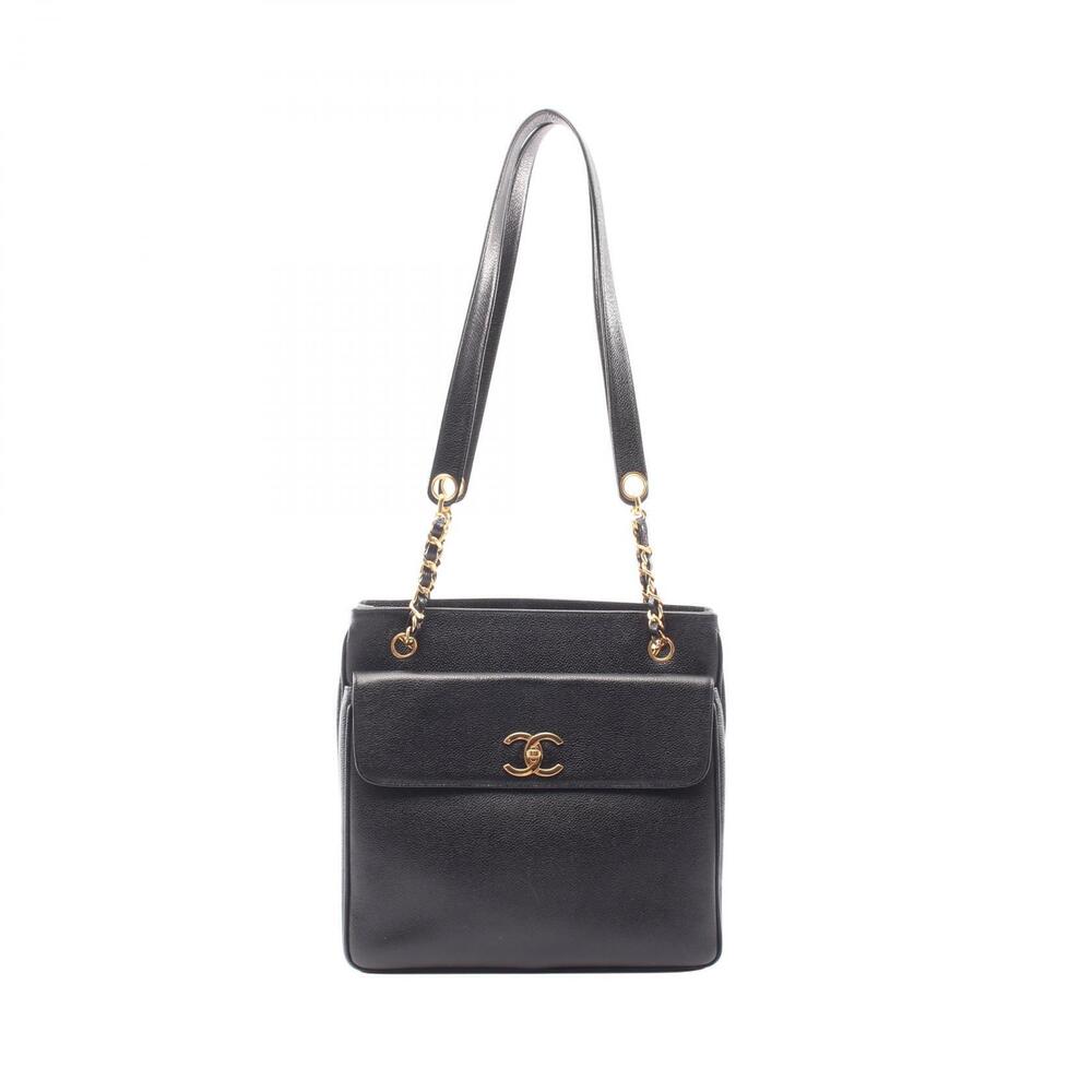 Chanel Coco Mark Tote Bag Calfskin Cowhide Black